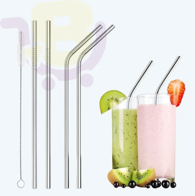 Reusable metal straws 2 straight 2 bent pack